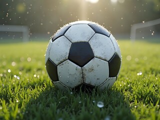 Fototapeta premium Soccer ball on grass