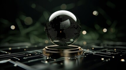 Futuristic Orb on Circuit Board