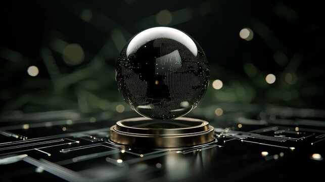Futuristic Orb on Circuit Board