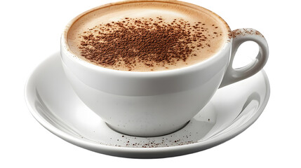 Fototapeta premium Cappuccino Coffee Drink in White Cup Realistic Image