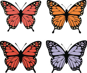set of butterflies isolated