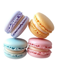 Obraz premium Pastel Macarons Beautifully Arranged isolated on a transparent or white background.