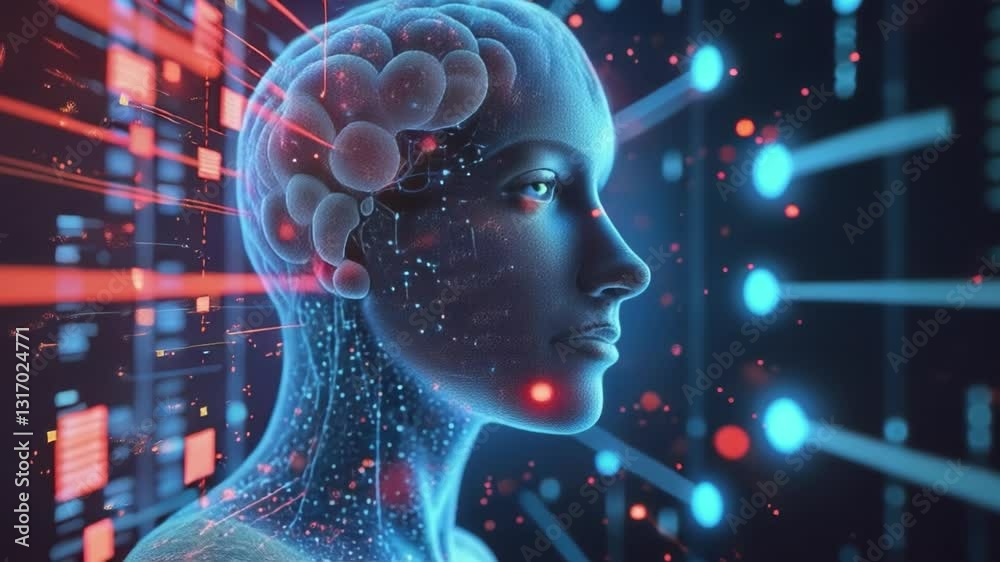 Aufkleber Digital background perfect for tech processes, neural networks, artificial intelligence, data transfer and encryption, digital archives