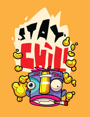 Chill and Relaxed Graphic Tee Artwork Trendy Casual Wear Illustration for T-Shirts