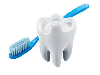 Three-Dimensional Tooth Model with Blue Toothbrush Display