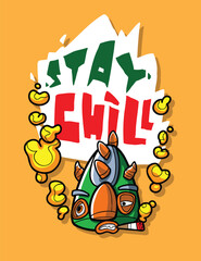 Chill and Relaxed Graphic Tee Artwork Trendy Casual Wear Illustration for T-Shirts