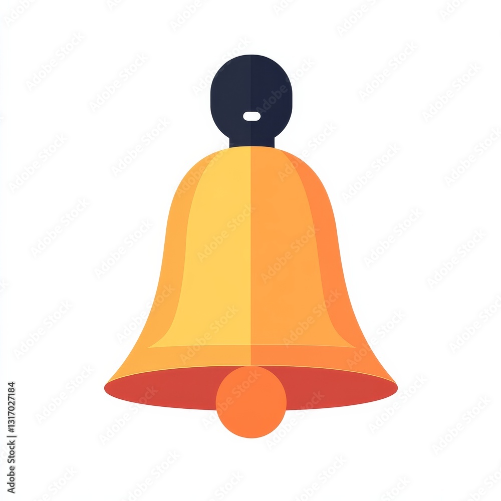Aufkleber golden bell illustration: a simple and modern design with a black handle for notification alerts