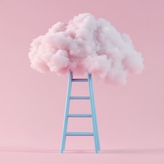 Pastel cloud and ladder, reaching for the sky
