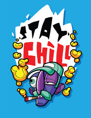Chill and Relaxed Graphic Tee Artwork Trendy Casual Wear Illustration for T-Shirts