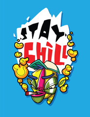 Chill and Relaxed Graphic Tee Artwork Trendy Casual Wear Illustration for T-Shirts