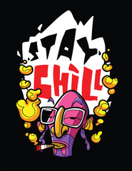 Chill and Relaxed Graphic Tee Artwork Trendy Casual Wear Illustration for T-Shirts