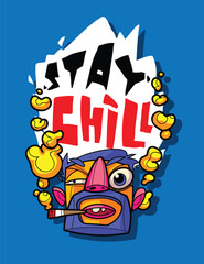 Chill and Relaxed Graphic Tee Artwork Trendy Casual Wear Illustration for T-Shirts