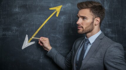 Businessman Focused on Growth Strategy with Concentration and Dedication