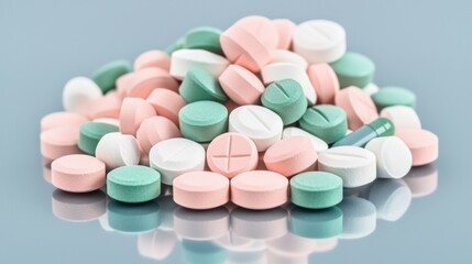 Diarrhea Concept, Colorful Assorted Small Pill Bottles Piled on a Soft Surface in Various Shapes and Colors