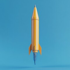 Obraz premium Rocket-shaped pencil, ready to launch. Innovative writing tool