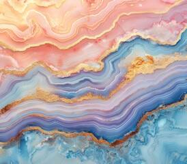 Aesthetic minimalist agate stone isolated on pastel gold background, cute minimalism concept