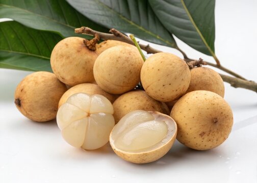 Harvesting fresh langsat fruits in tropical gardens food photography natural lighting close-up view freshness and flavor