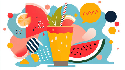 Fruit pop art, Juicy watermelon explosion in vibrant neon colors with high fidelity detail.