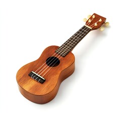 Fototapeta premium Mahogany Ukulele Musical Instrument on White Background Perfect for Music Hobby and Hawaiian Culture