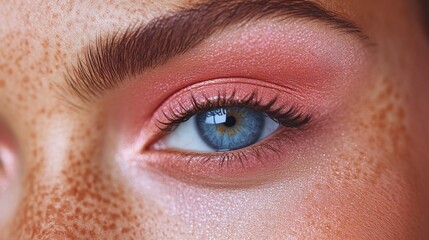 Obraz premium Closeup Woman Eye Makeup Freckles