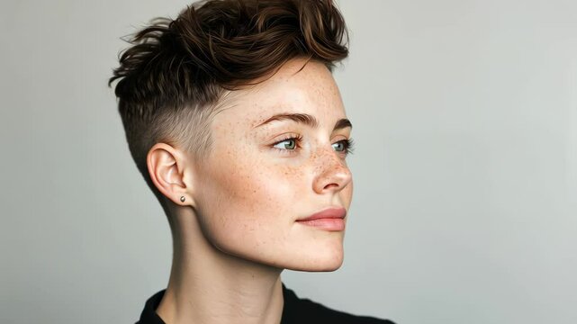Portrait of Agender Person Expressing Identity Through Thoughtful Expression in Minimalist Style for Contemporary Lifestyle and Inclusivity Themes in Modern Photography