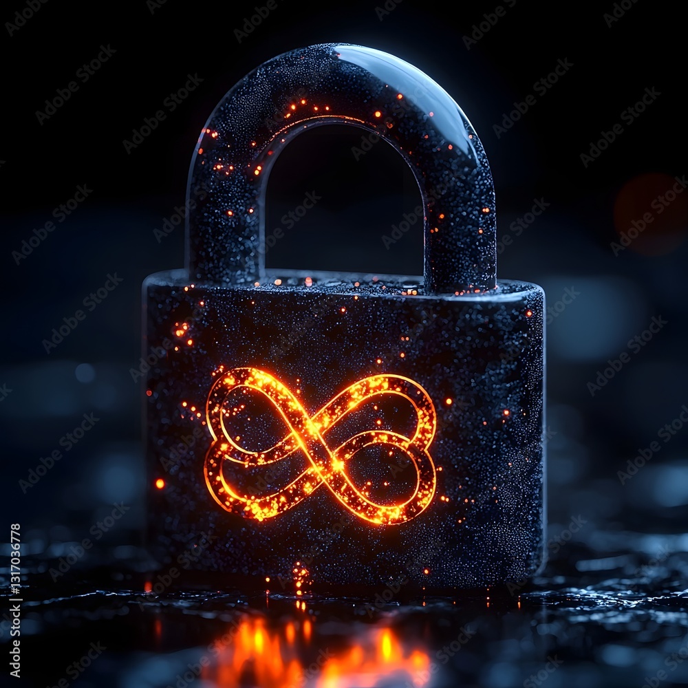 Canvas Prints glowing padlock icon with infinity symbol representing unbreakable cybersecurity