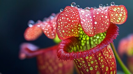 Carnivorous pitcher plants trapping insects lush wetlands macro photography natural habitat close-up view unique ecology
