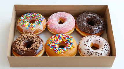 Assorted Donuts in a Box on White Background
