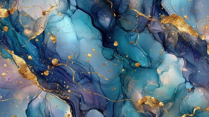 Alcohol ink gold watercolor