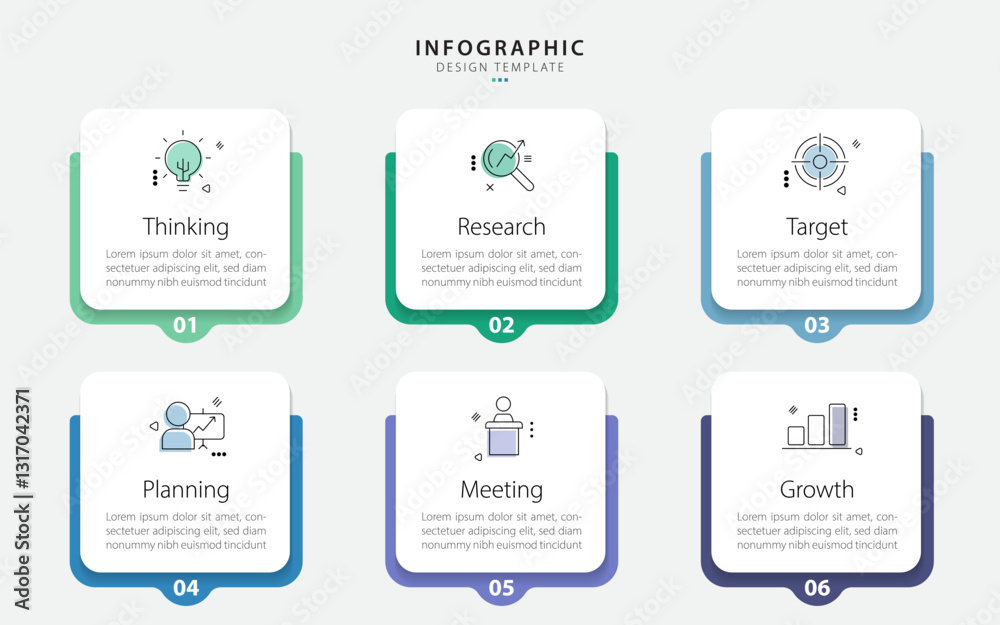 Poster Infographic template. 6 Step timeline journey, Flat simple infographics design template. presentation graph. Business concept with numbers 6 options or steps vector illustration.
