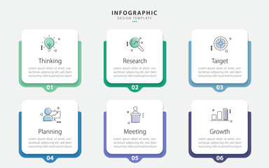 Infographic template. 6 Step timeline journey, Flat simple infographics design template. presentation graph. Business concept with numbers 6 options or steps vector illustration.