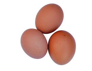 three eggs isolated on white background
