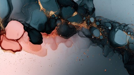 Alcohol ink and gold watercolor