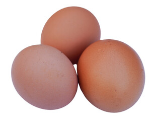 three eggs isolated on white background