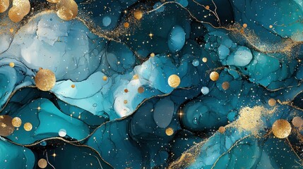 Alcohol ink gold watercolor