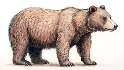 Detailed Drawing of a Realistic Grizzly Bear Illustration for Wildlife Art Lovers