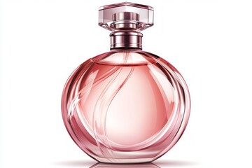 Elegant pink perfume bottle with swirling design and crystal cap
