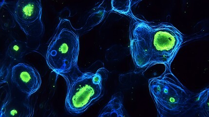 A detailed microscopic view of glowing bacteria in a petri dish, representing the beauty of scientific exploration