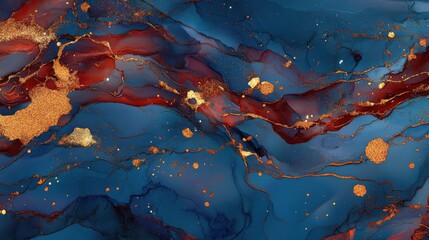 Art wall painting pastel toned and golden splashes.