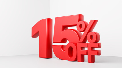 15 Percent off or Discount 3D Special promotional campaign design for Sale and marketing	