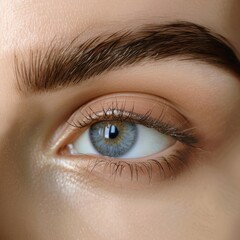 Obraz premium Beautiful Female Model with Clean Lines Eyebrow Shaping and Hair Extension Services