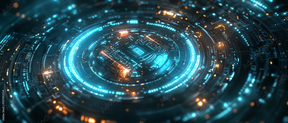 Aufkleber cyber defense visualization digital shield and metallic lock protecting data from glowing binary str