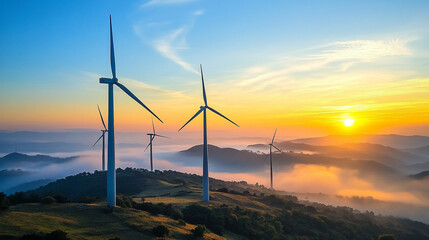 Obraz premium Renewable energy helps reduce greenhouse gas emissions.