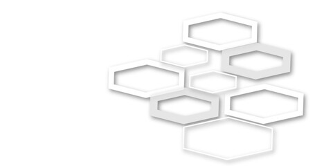 Obraz premium Minimalist High-Tech Concept Featuring a Seamless White and Grey Hexagon Grid Pattern, Perfect for Backgrounds, Web Design, and Innovative Digital Illustrations 