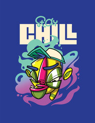 Chill and Relaxed Graphic Tee Artwork Trendy Casual Wear Illustration for T-Shirts