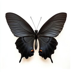 Black Butterfly with Sparkle on White Background