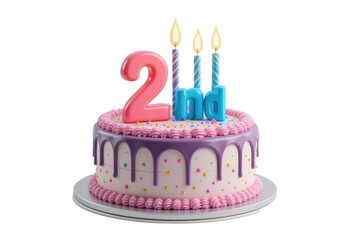 2nd Happy birthday cake isolated on transparent background