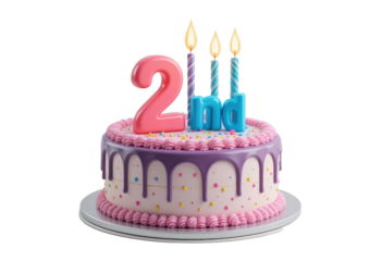 2nd Happy birthday cake isolated on transparent background