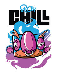 Chill and Relaxed Graphic Tee Artwork Trendy Casual Wear Illustration for T-Shirts