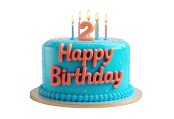 2nd Happy birthday cake isolated on transparent background